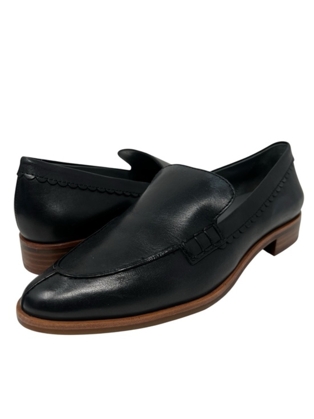 THE FLEXX Black Leather Slip-On Loafers with Brown Sole